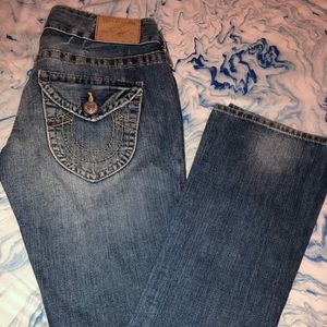 Light wash True Religion bootcuts
